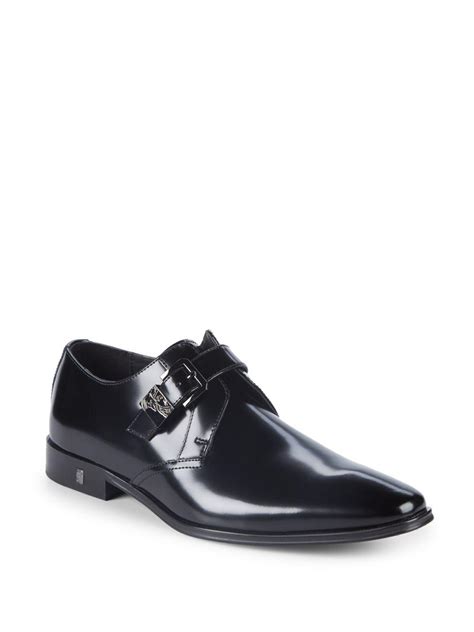 versace collection patent leather monk strap shoes